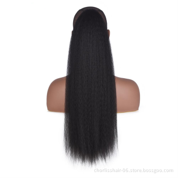 Wholesale Cheap Price High Quality 22 Inches Kinky Straight Afro Puff Synthetic Ponytail Hair Extensions With Drawstring